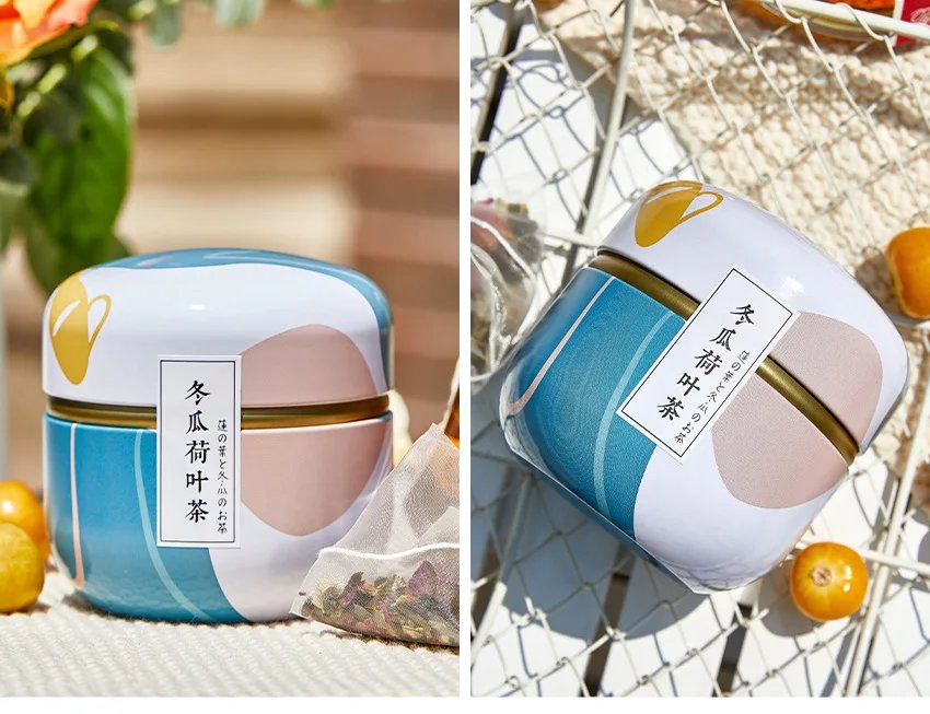Portable Tea Box Universal Tea Storage Sealed Container Retro Pattern Printed Metal Jars Kitchen Organizer Cans Tins Box
