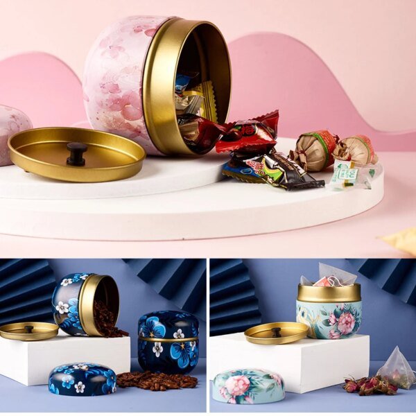 Portable Tea Box Universal Tea Storage Sealed Container Retro Pattern Printed Metal Jars Kitchen Organizer Cans Tins Box - Image 4