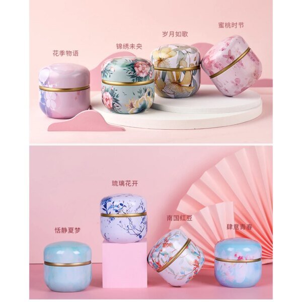 Portable Tea Box Universal Tea Storage Sealed Container Retro Pattern Printed Metal Jars Kitchen Organizer Cans Tins Box - Image 2