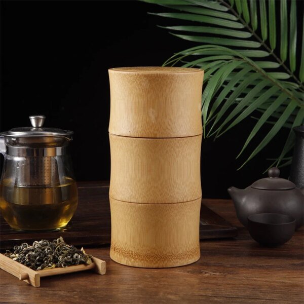 Natural Bamboo Food Storage Box Tea Nut Spice Storage Box Tea Canister Eco-friendly Organizer Jar Kitchen Containers - Image 6