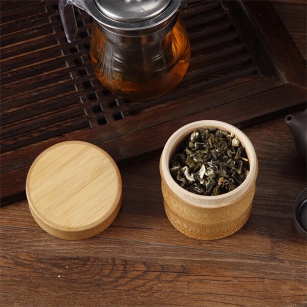 Natural Bamboo Food Storage Box Tea Nut Spice Storage Box Tea Canister Eco-friendly Organizer Jar Kitchen Containers - Image 3
