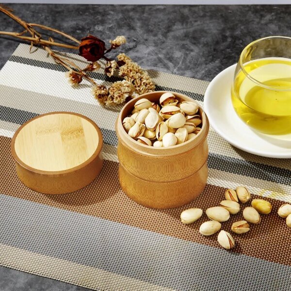 Natural Bamboo Food Storage Box Tea Nut Spice Storage Box Tea Canister Eco-friendly Organizer Jar Kitchen Containers - Image 4