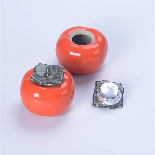 Tea Caddies Persimmon Tea Pot Household Ceramic Spice Storage Tank Pottery Jar Seasoning Container Small Storage Pot Ornament - Image 5