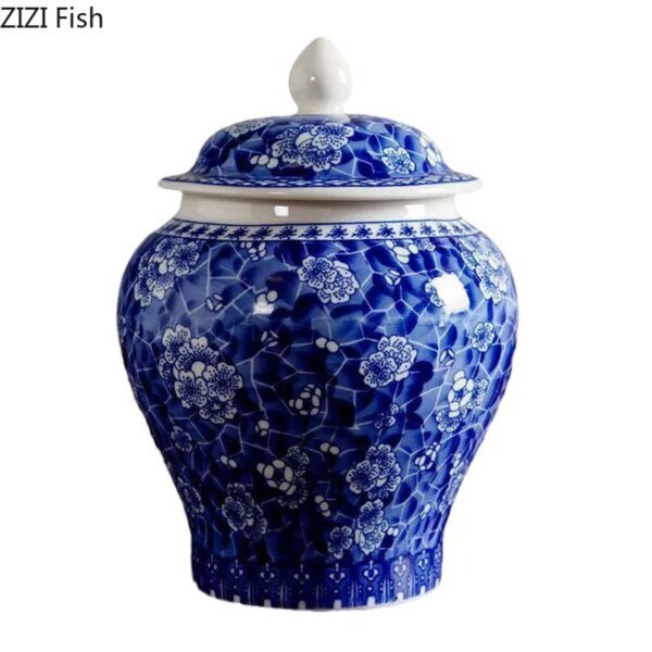 Blue and White Porcelain General Jar Tea Canister Sealed Ceramic Storage Jar with Lid Desk Decoration Candy Pots Tea Caddy - Image 6