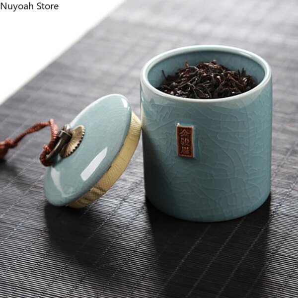 Household Tea Box Ceramic Pot Storage Sealed Pot Coffee Storage Pot Living Room Coffee Table Decoration Kitchen Grain Dispenser - Image 5