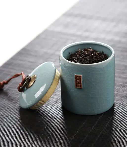 Household Tea Box Ceramic Pot Storage Sealed Pot Coffee Storage Pot Living Room Coffee Table Decoration Kitchen Grain Dispenser
