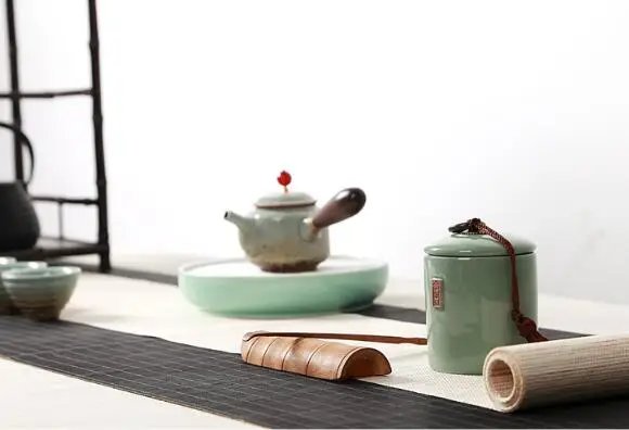 Household Tea Box Ceramic Pot Storage Sealed Pot Coffee Storage Pot Living Room Coffee Table Decoration Kitchen Grain Dispenser
