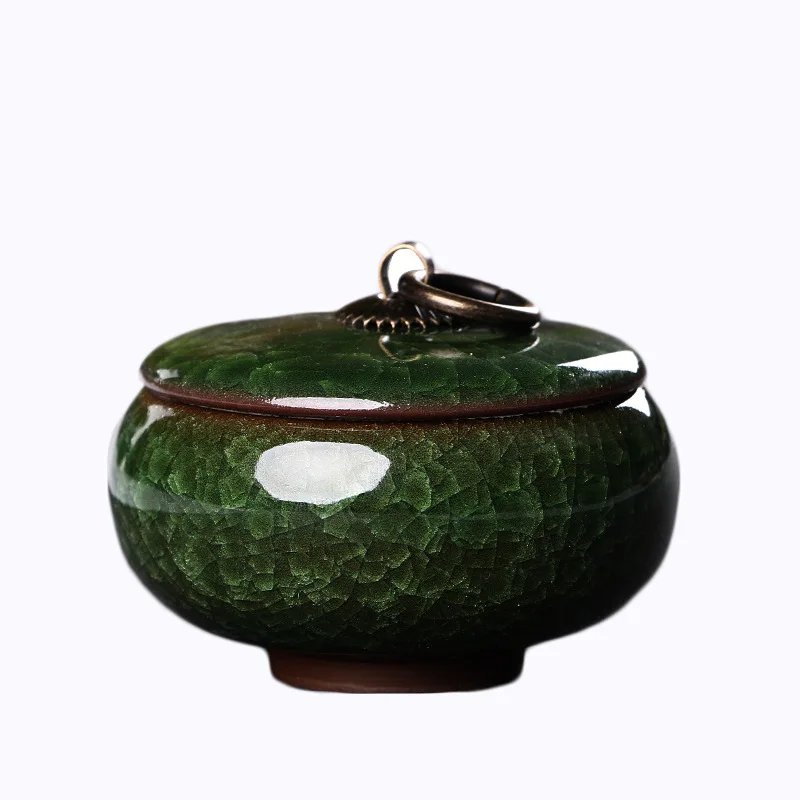 Modern Color Cracked Ceramic Sealed Storage Tank Travel Portable Tea Caddy Tea Set Necklace Ring Jewelry Storage Box Home Decor