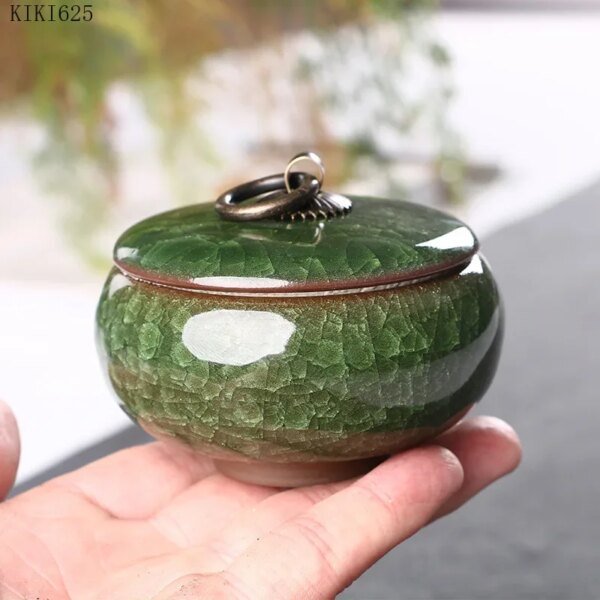 Modern Color Cracked Ceramic Sealed Storage Tank Travel Portable Tea Caddy Tea Set Necklace Ring Jewelry Storage Box Home Decor - Image 2