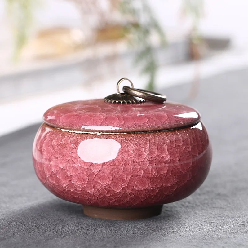 Modern Color Cracked Ceramic Sealed Storage Tank Travel Portable Tea Caddy Tea Set Necklace Ring Jewelry Storage Box Home Decor