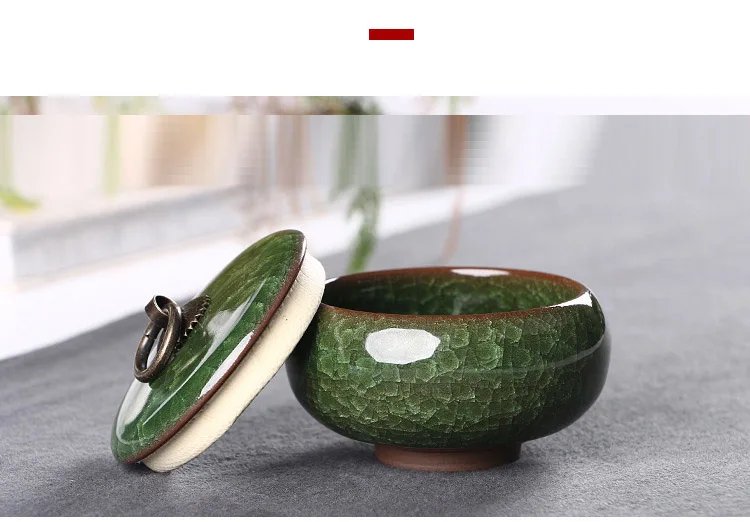 Modern Color Cracked Ceramic Sealed Storage Tank Travel Portable Tea Caddy Tea Set Necklace Ring Jewelry Storage Box Home Decor