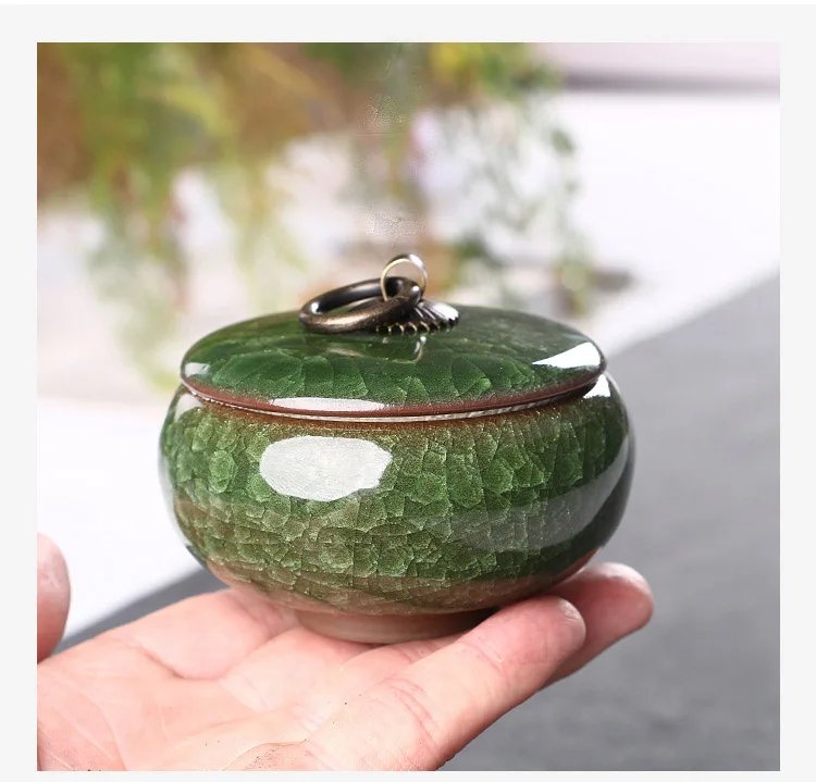 Modern Color Cracked Ceramic Sealed Storage Tank Travel Portable Tea Caddy Tea Set Necklace Ring Jewelry Storage Box Home Decor