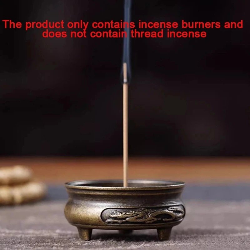 Antique brass pocket incense burner mini hollow incense ornament ancient Chinese tea table decoration dragon and phoenix
