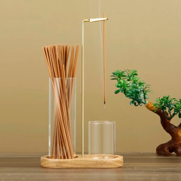 2 in 1 Incense Holder for Sticks Anti-Ash Flying Incense Burne with Removable Glass Ash Catcher and Incense Sticks Organizer - Image 2