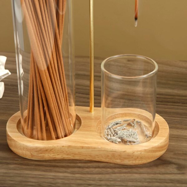 2 in 1 Incense Holder for Sticks Anti-Ash Flying Incense Burne with Removable Glass Ash Catcher and Incense Sticks Organizer - Image 4