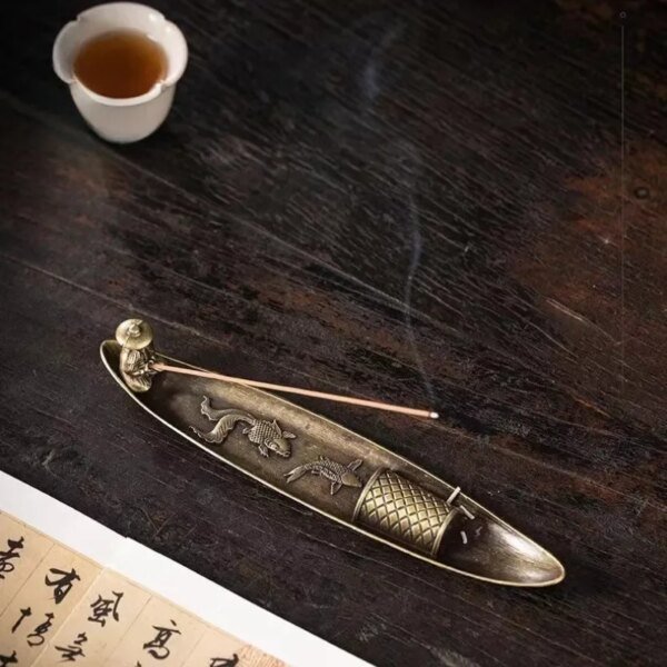 Creative Incense Holder Aromatherapy Ornament Incense Holder Boat Old Men Fishing Japanese Style Incense Stick Burner Home Decor - Image 5