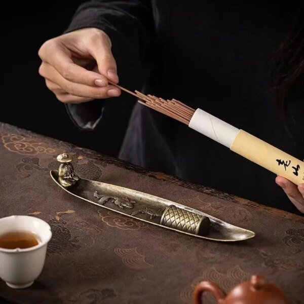 Creative Incense Holder Aromatherapy Ornament Incense Holder Boat Old Men Fishing Japanese Style Incense Stick Burner Home Decor - Image 2