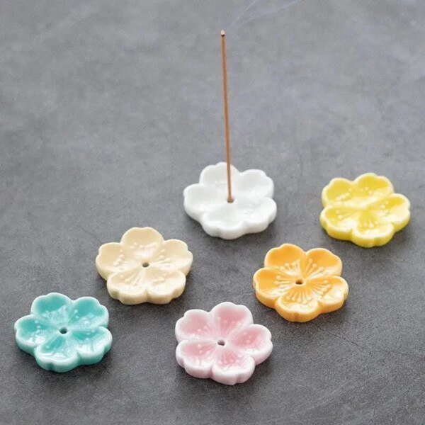 Cherry Blossom Incense Burner Home Ceramic Decor  Stick Holder Aromatherapy Censer Office Teahouse Ornament - Image 4
