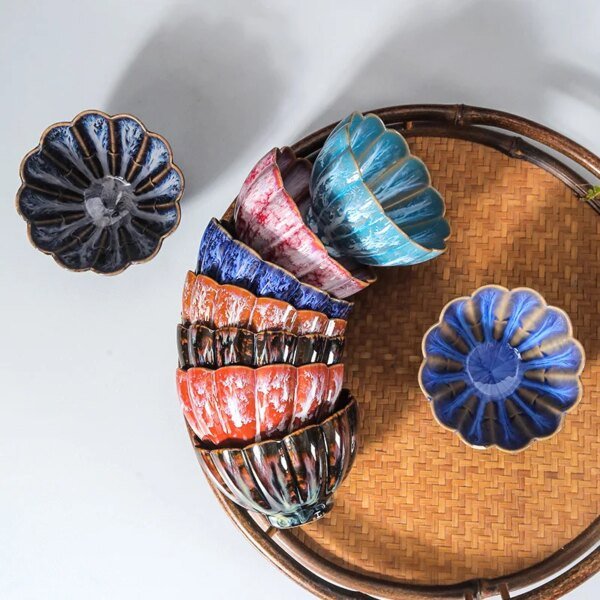 1pc Multicolor Kiln Fambe Porcelain Tea Cup Large Kung Fu Temmoku Glaze Ceramics Japanese Master Teacup Retro Single Tea Cups - Image 4