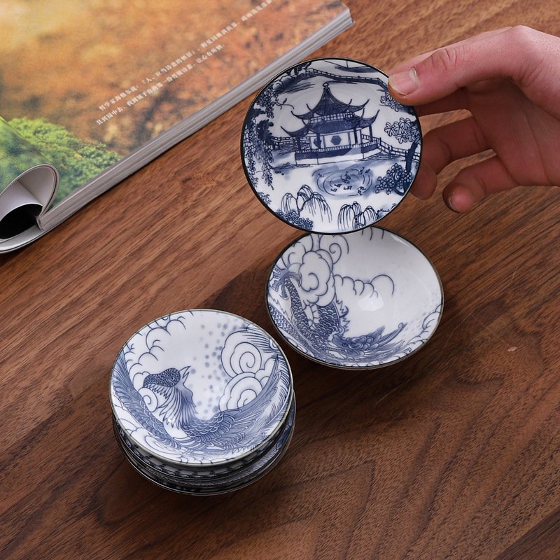 70ML Blue and White Porcelain Tea Cup Handmade Dragon Phoenix Fish Pavilion Chinese Kungfu Teacup Ceremony Teaware Master Cups 70ML Blue and White Porcelain Tea Cup Handmade Dragon Phoenix Fish Pavilion Chinese Kungfu Teacup Ceremony Teaware Master Cups