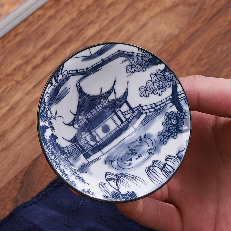 70ML Blue and White Porcelain Tea Cup Handmade Dragon Phoenix Fish Pavilion Chinese Kungfu Teacup Ceremony Teaware Master Cups 70ML Blue and White Porcelain Tea Cup Handmade Dragon Phoenix Fish Pavilion Chinese Kungfu Teacup Ceremony Teaware Master Cups