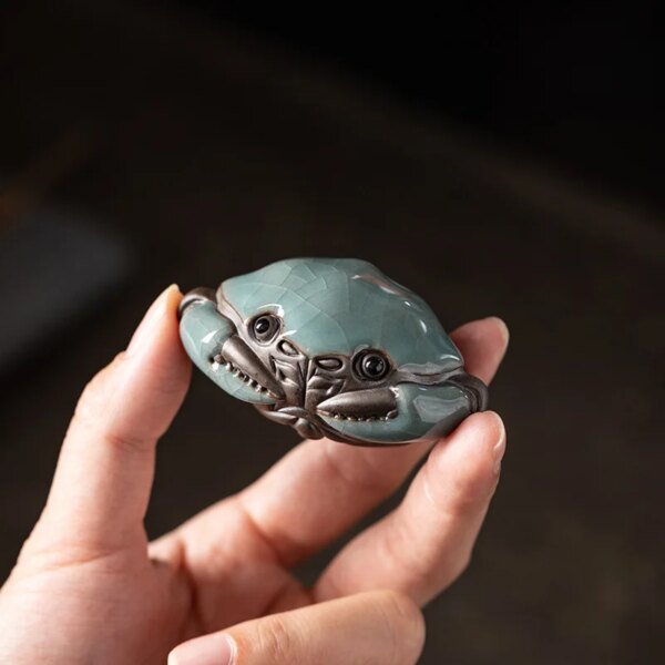 Cracked Glaze Crab Play Handmade Kongfu Tea Pet - Image 3