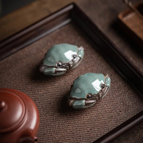 Cracked Glaze Crab Play Handmade Kongfu Tea Pet